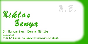 miklos benya business card
